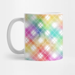 Bright Rainbow Watercolor Diagonal Tartan Plaid Check Mug